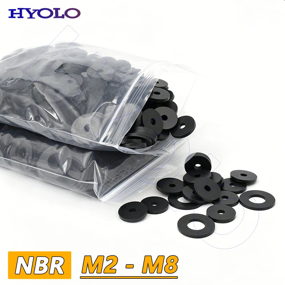 M2 - M8 NBR Gasket Rubber Oil Resistant Sealing Ring Waterproof Nitrile Rubber Washers Flat Shock Absorbing Tap Sea