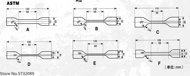 ASTM D412 Standard Knife Die A Type Knife Die B Type Knife Die C Type Knife Die D Type Knife Die E Type Knife Die F Type Knife