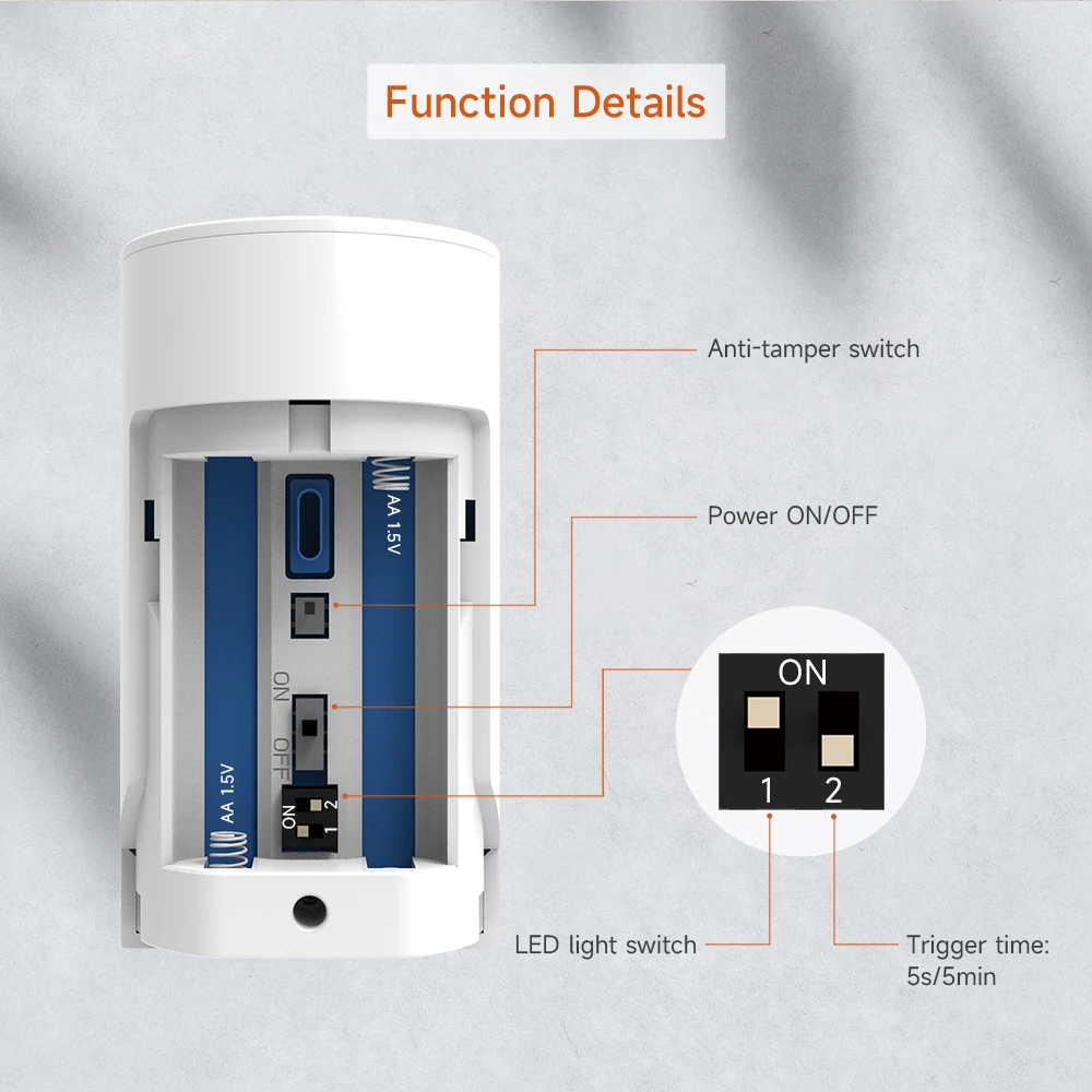 Imagem -06 - Taiboan-pir Motion Sensor Smart Home Detector Infravermelho Humano Compatível 433mhz Sistema de Alarme de Segurança sem Fio Trabalhar com Tuya