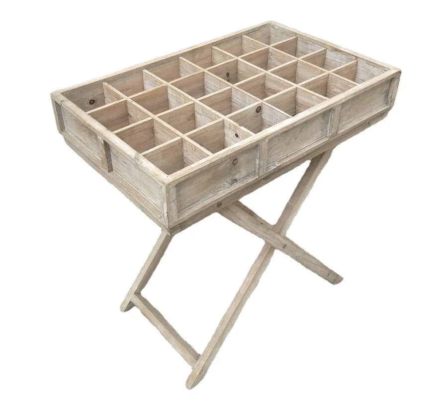 

Wooden retro old 24-grid shelf flower stand, Chinese retro storage rack, practical small grid