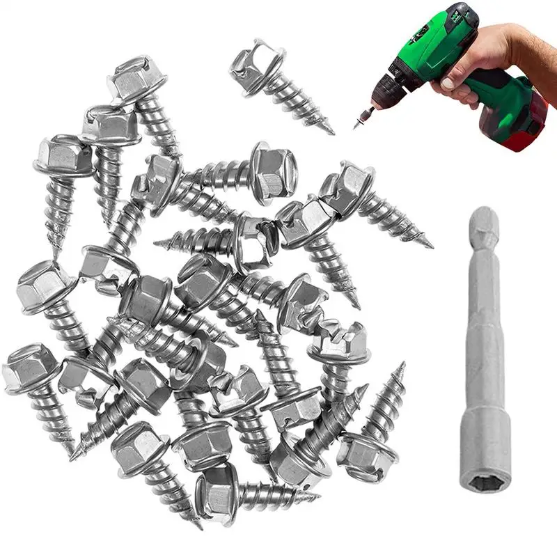 Downspout Screws 100 Pieces Metal Sheet Fasteners Tough Gutter Guard Accessories For Secure Assembling To Wood Aluminium