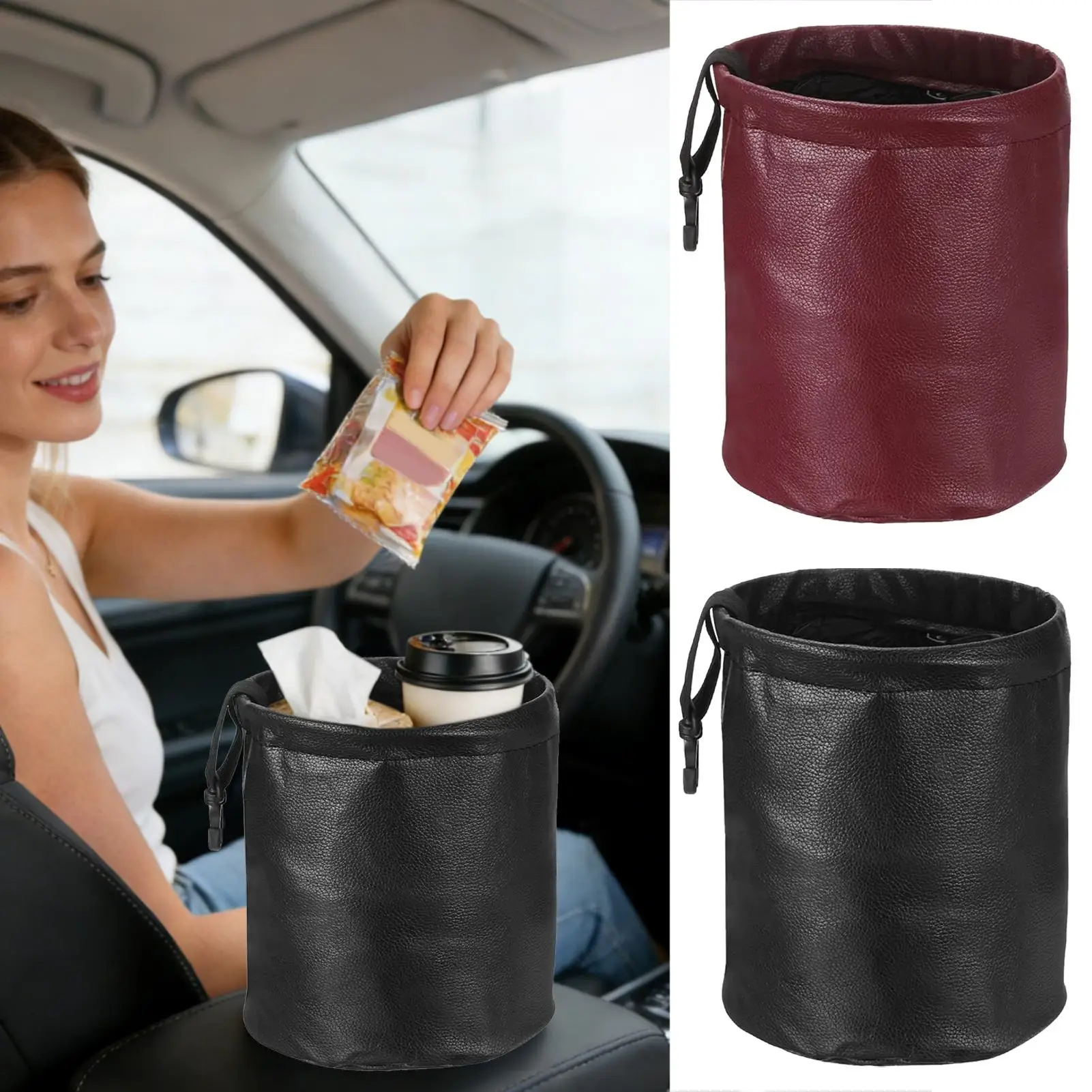 Car Trash Can 0.9 Gallon Small Leak Proof for Cup Holder Front Seat Auto Garbage Bin Organizer for Car Truck Vehicle Interior
