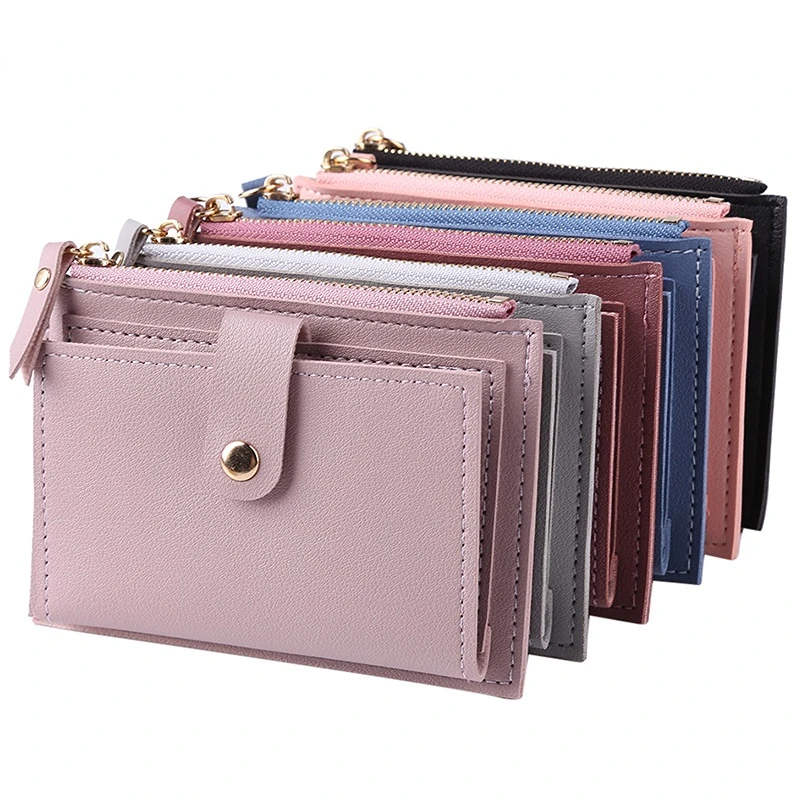 Women Wallets PU Leather Female Purse Mini Hasp Solid Multi-Cards Holder Coin Short Wallets Slim Small Wallet Zipper Hasp