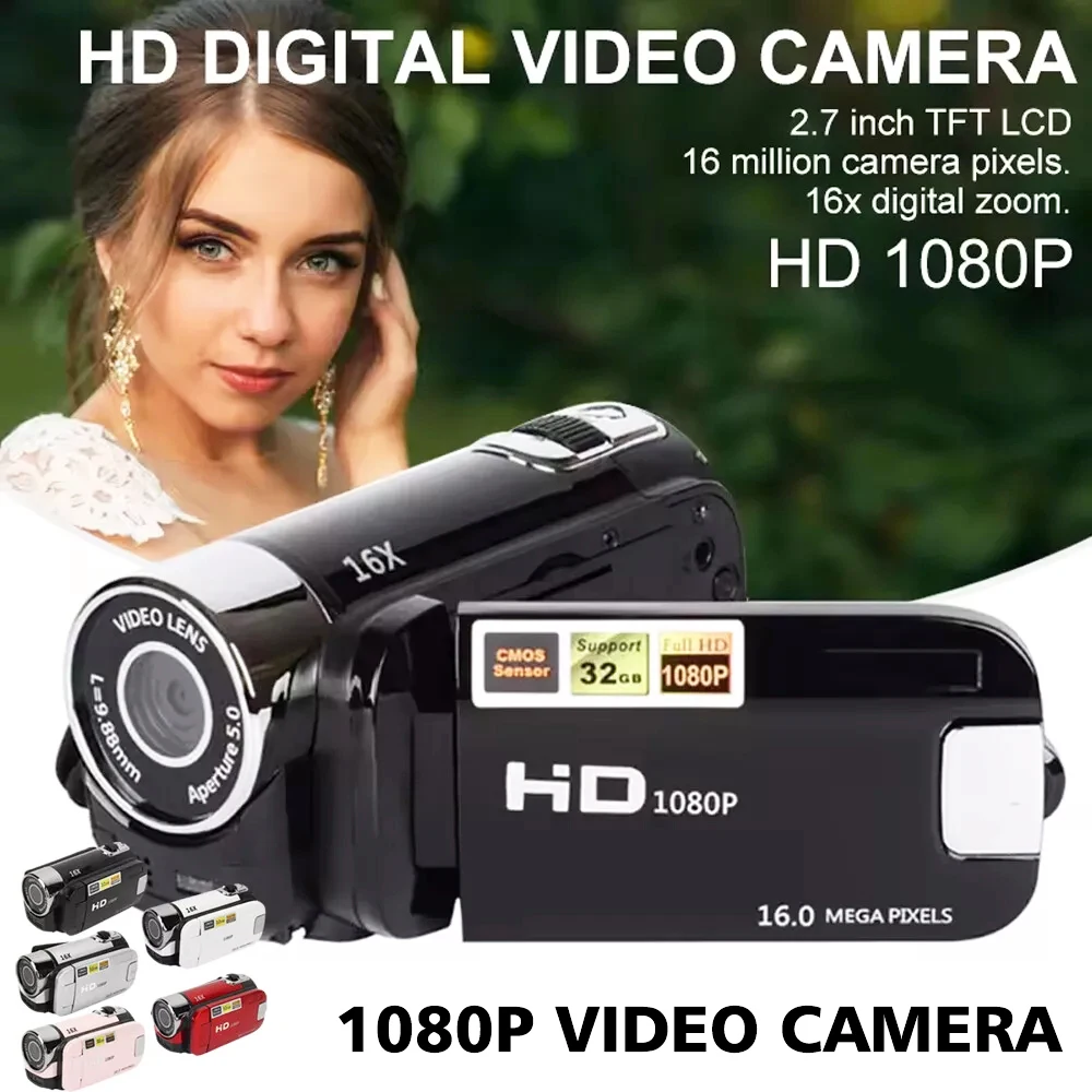 

Цифровая камера HD 1080P, 2,7-дюймовая видеокамера с вращающимся экраном, 16-кратный зум, HD-видеорегистратор с заполняющей подсветкой, портативная цифровая камера