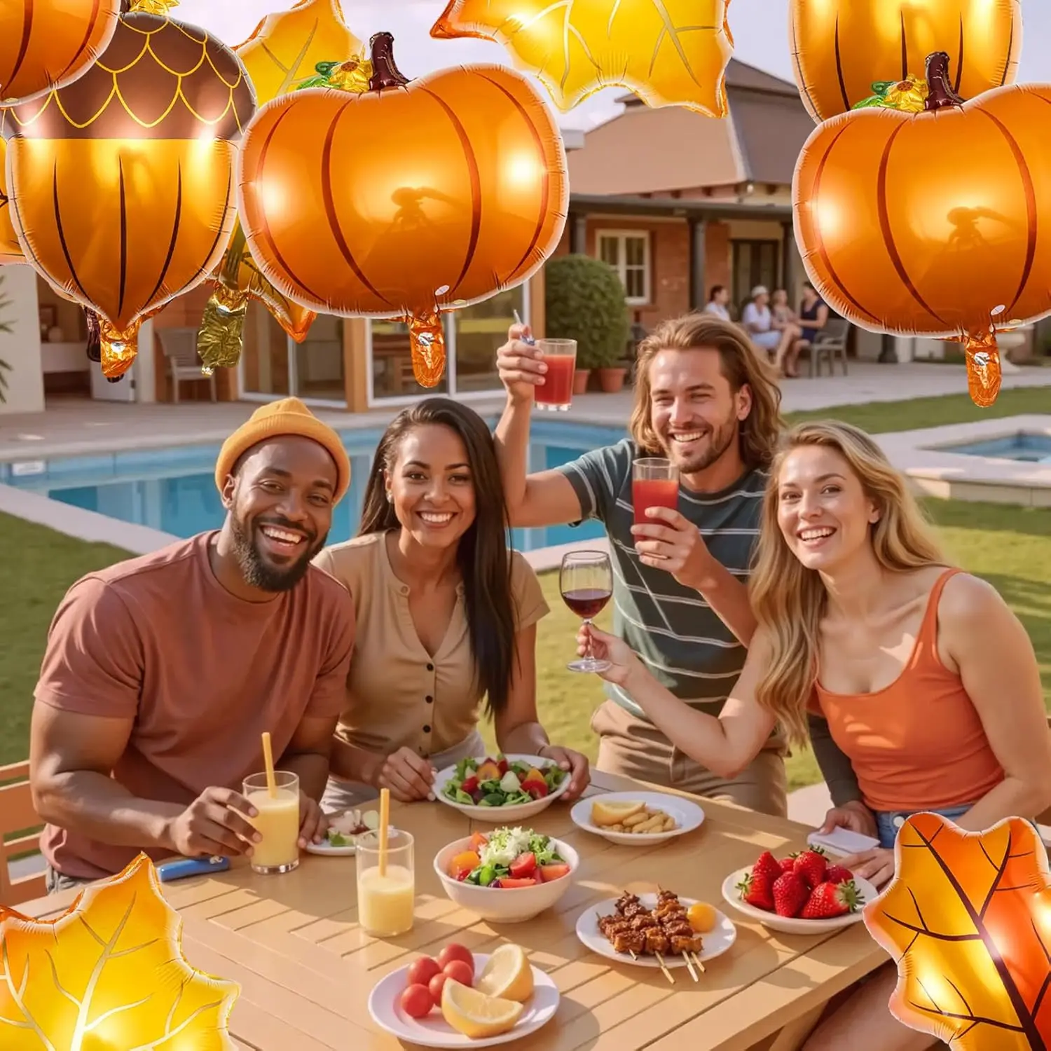 16 Pcs Fall Balloons Thanksgiving Balloons Foil Balloons Pumpkin Acorn Maple Leaf Balloons for Birthday Wedding Party Supplies - image 4