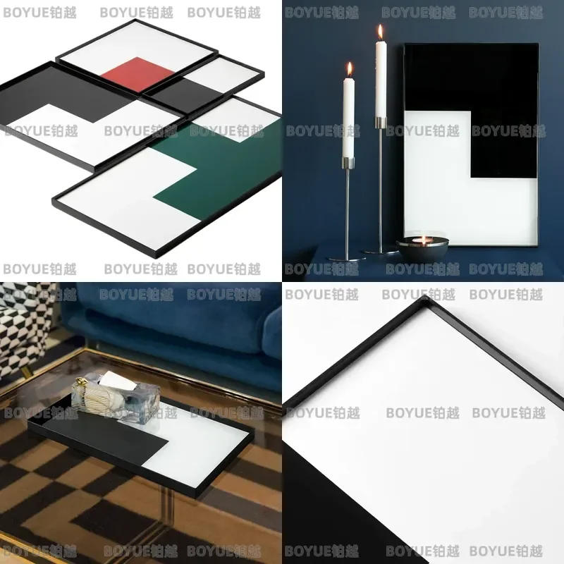 Luxury Minimalist Rectangular Glass Tray Creative House Shape Desktop Organizer for Keys Teacups Entryway Decor Storage