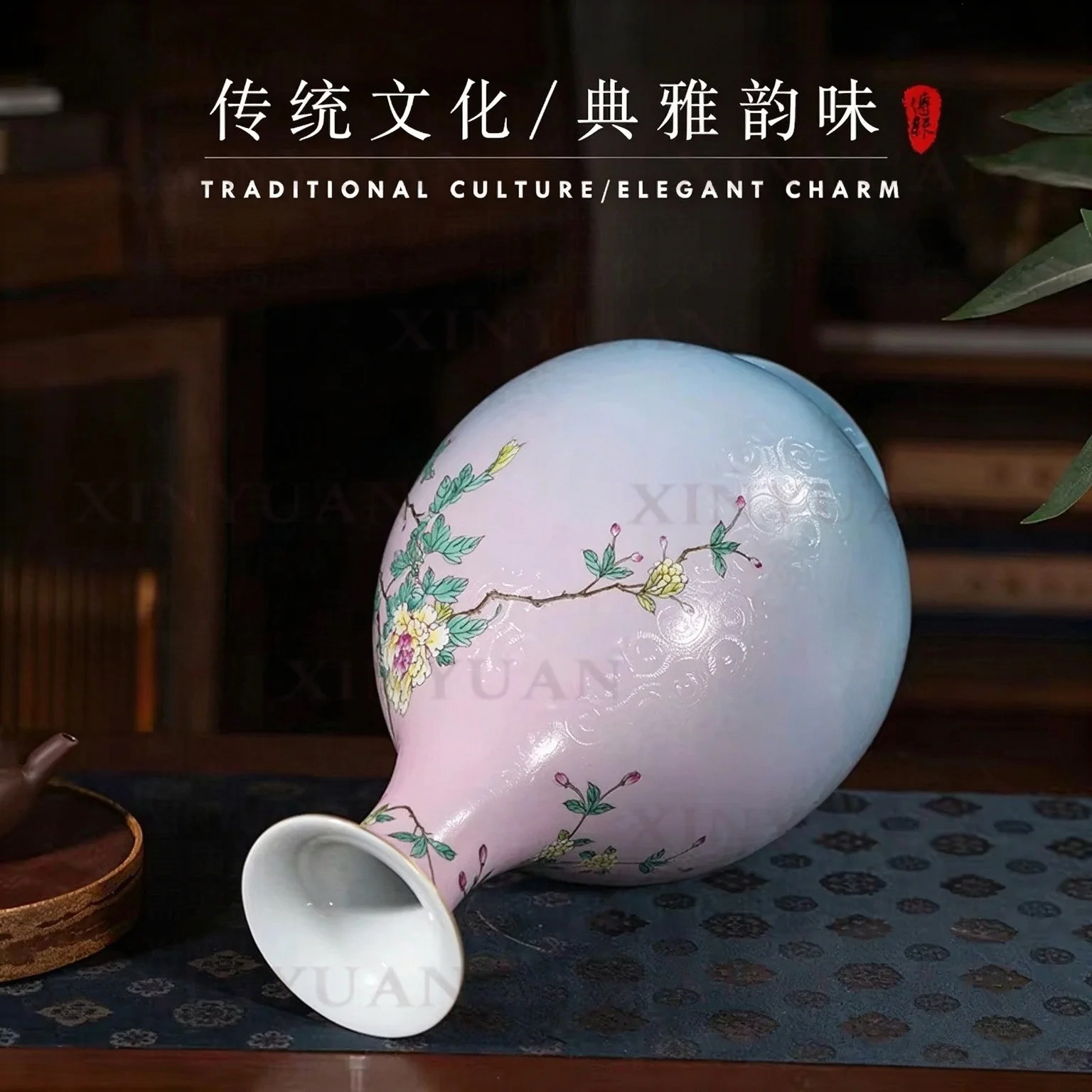 M85 Jingdezhen Ceramic Vase Hand-painted Chinese-style Ornament High-end Decoration Kebo Ancient Frame