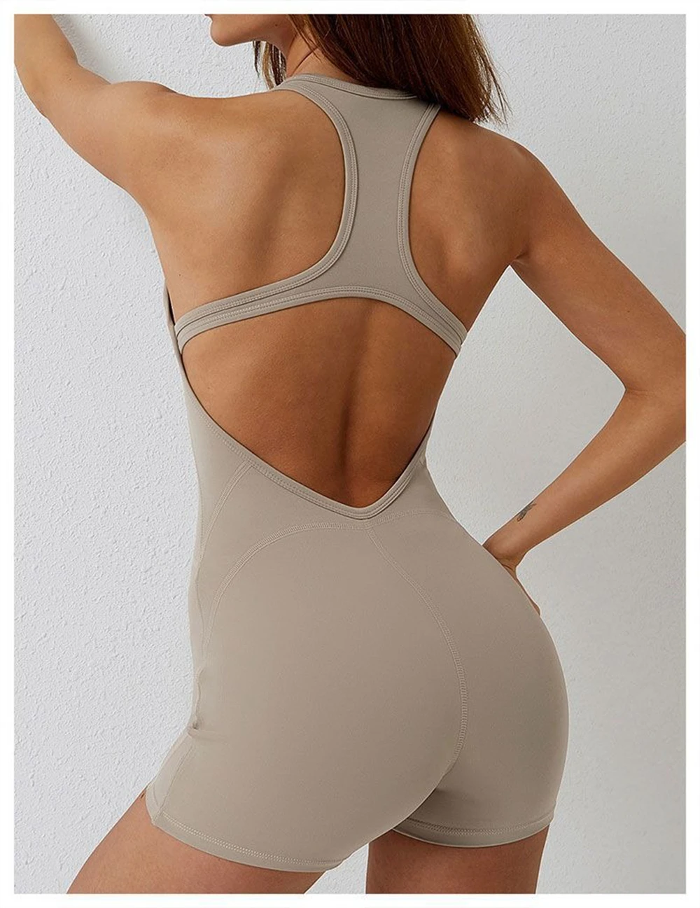 إمرأة مثير عارية الذراعين تانك السروال القصير اليوغا Playsuit Bodycon قطعة واحدة الرسن أكمام ارتداءها تمتد حللا قصيرة منصات الصدر