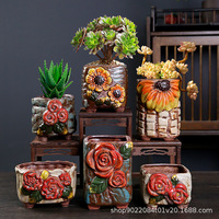 Resin Flowerpot Succulent Plants Planter Mini Bonsai Pots Desktop Potted Holder Home Garden Decoration Retro Korean style