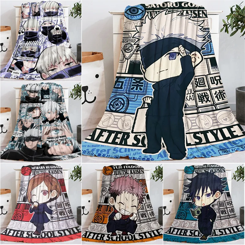 Popular Anime Jujutsu Kaisen Flannel Blanket Multi-function Nap Blanket Bed Sheet Sofa Towel Gift For Children