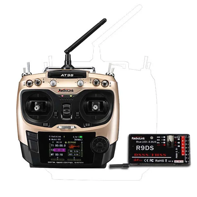 

RadioLink AT9S 2.4GHz 10CH Upgrade Transmitter with DSSS&amp FHSS R9DS Receiver Remote Controller for Helicopter RC Quadcopter