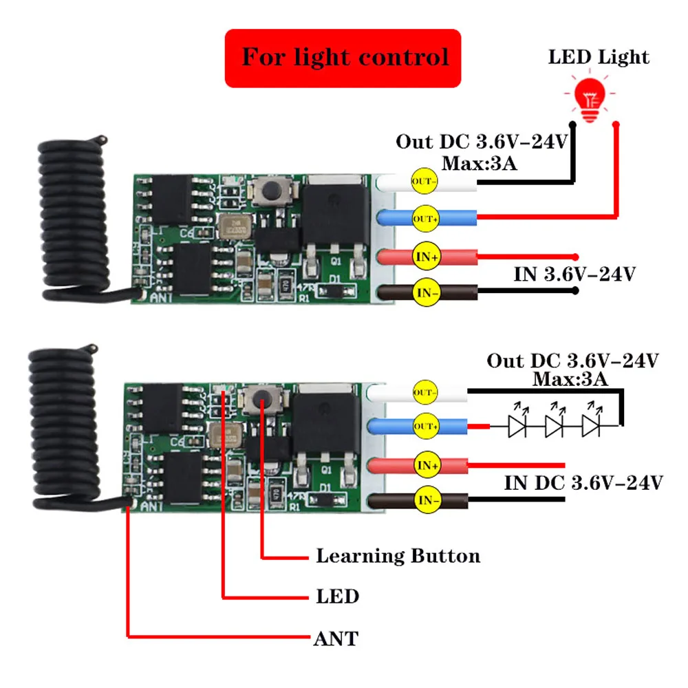 JoyDeal DC 3.7V 6V 7V 9V 12V Micro RF Relay Wireless Remote Control Switch Car LED Lamp Controller Receiver Transmitter Diy Kits