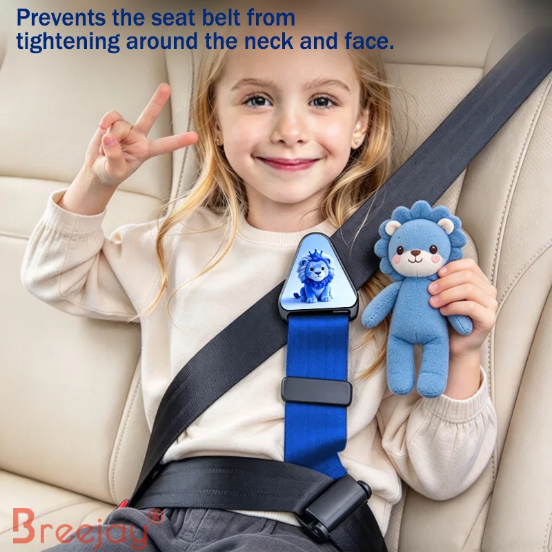Car Child Safety Belt Adjuster and Fixer, Anti-Neck-Strangling Limiter, Car Child Seat, Triangular Anti-Movement Protection, Adjustable Length, Easy to Install, a Must-Have for Children When Driving