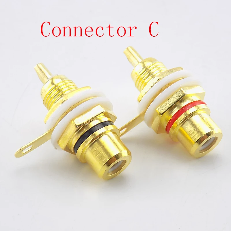 2pcs/1pair RCA Female Socket Connector Chassis Panel Mount Adapter Plug Gold plated Audio Video Adapter C3