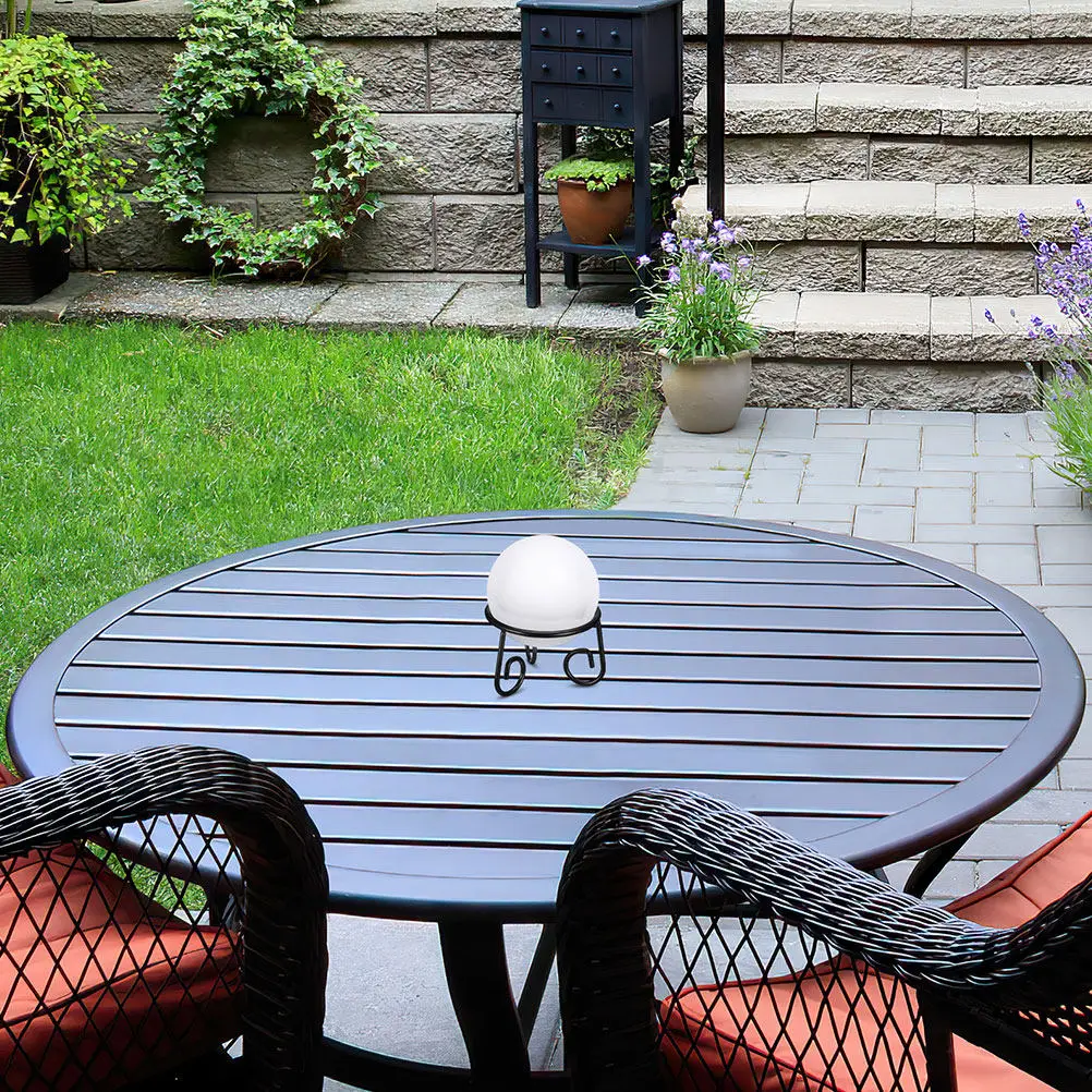 2Pcs Iron Crystal Sphere Stand for Outdoor Garden Gazing Balls Decorative Globe Display Holder Stable Metal Tripod Base Rust