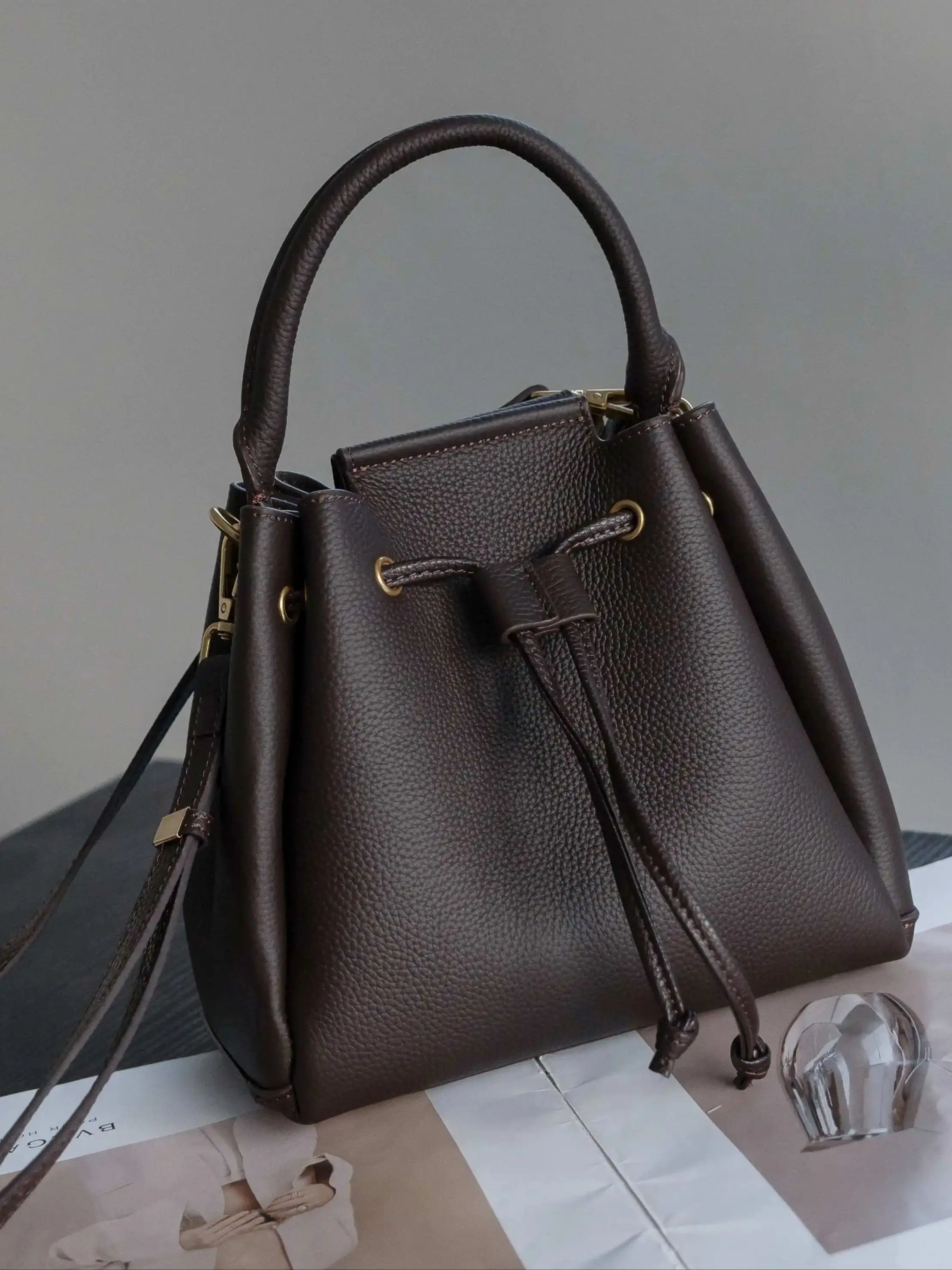 

Женская сумка из натуральной кожи класса люкс, дизайнерская, через плечо, кроссбоди, с верхней ручкой, сумка-ведро