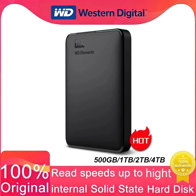 Mass Capacity WD 2.5 Inch Mechanical External HDD USB3.0 1TB 2TB 4TB Portable Mobile Hard Disk For Daily Storage