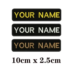 1PC 10cmx2.5cm Custom Personalized Name number Patch Stripes Badge tags chevrons Armband Iron On Or Hook Loop embroidered