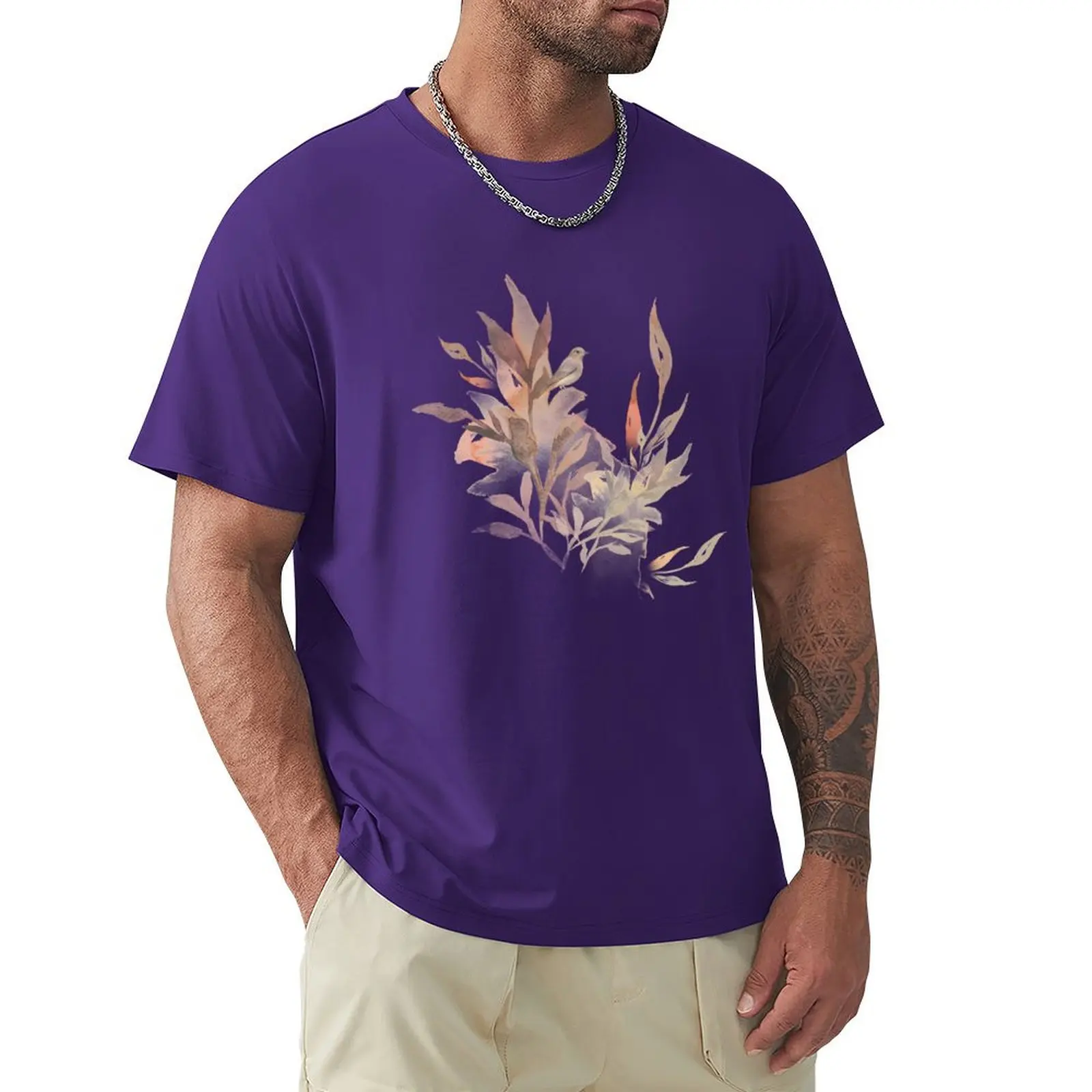 

Watercolor Brown Leaf T-Shirt aesthetic clothes animal prinfor boys plain Men's t-shirt