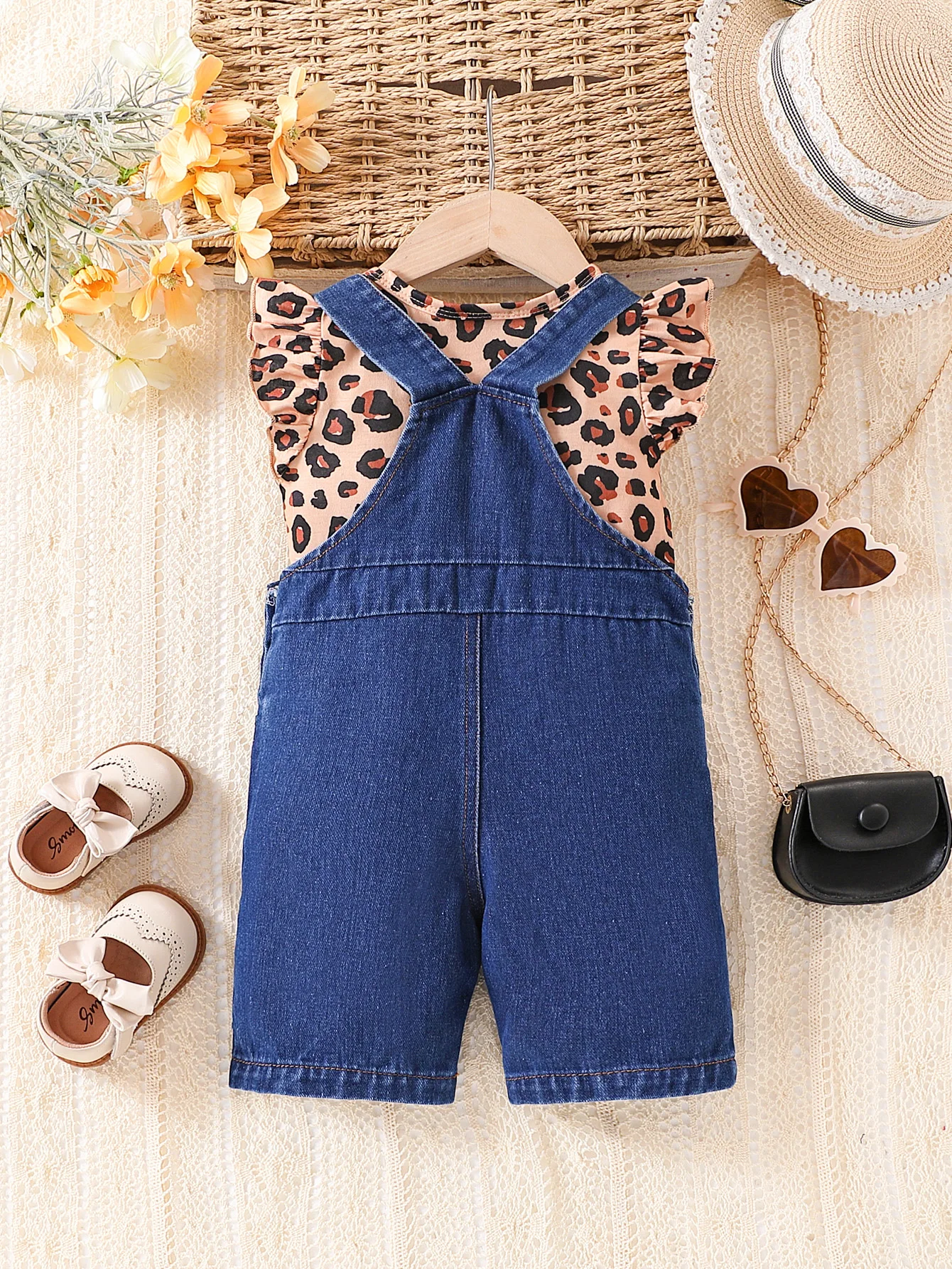 2 Buah Set Atasan Ruffle Macan - Baby Overall Denim ulasan dan harga