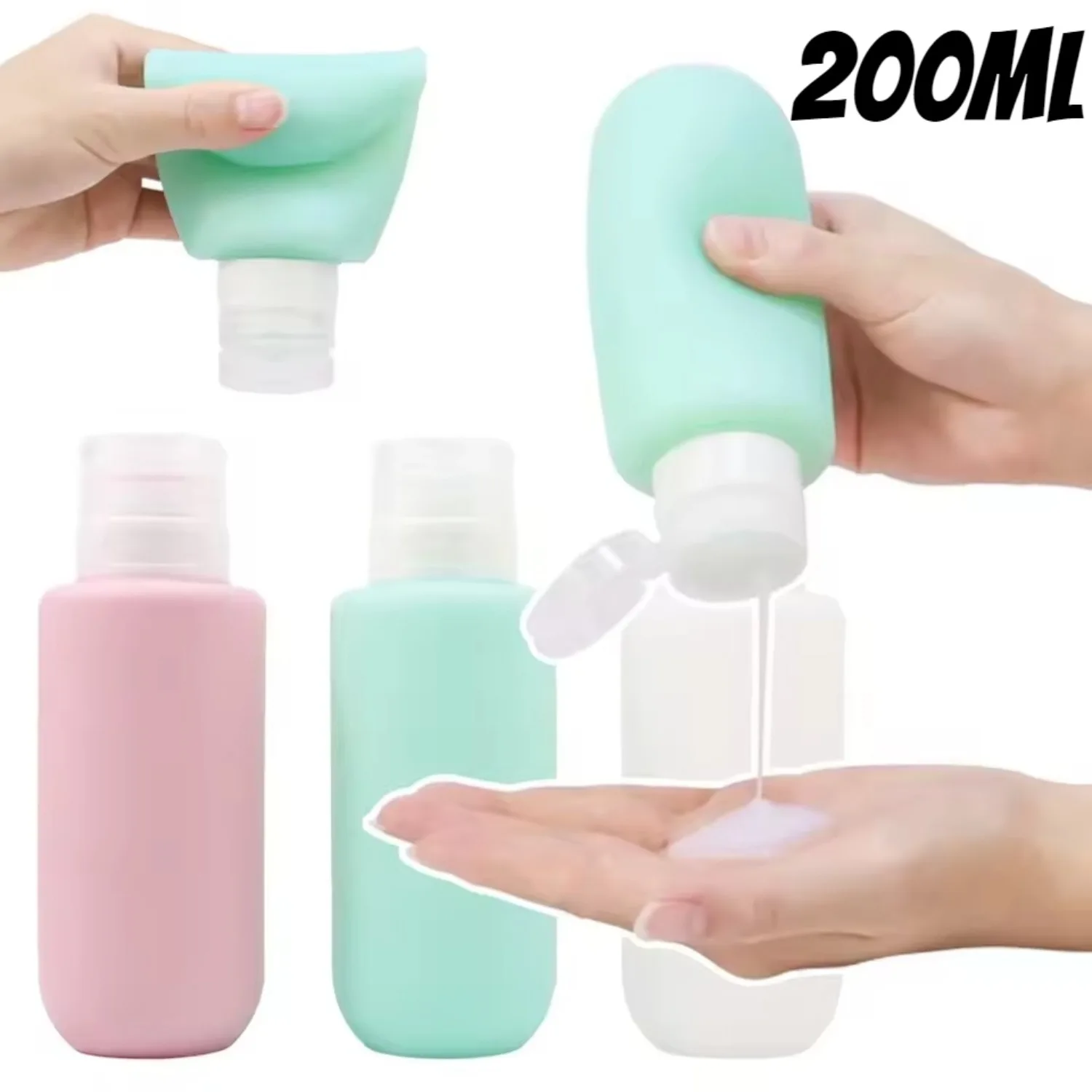 1/3 Uds 200ml botella recargable contenedor de loción de silicona suave tubo para apretar botella vacía accesorios de viaje portátiles
