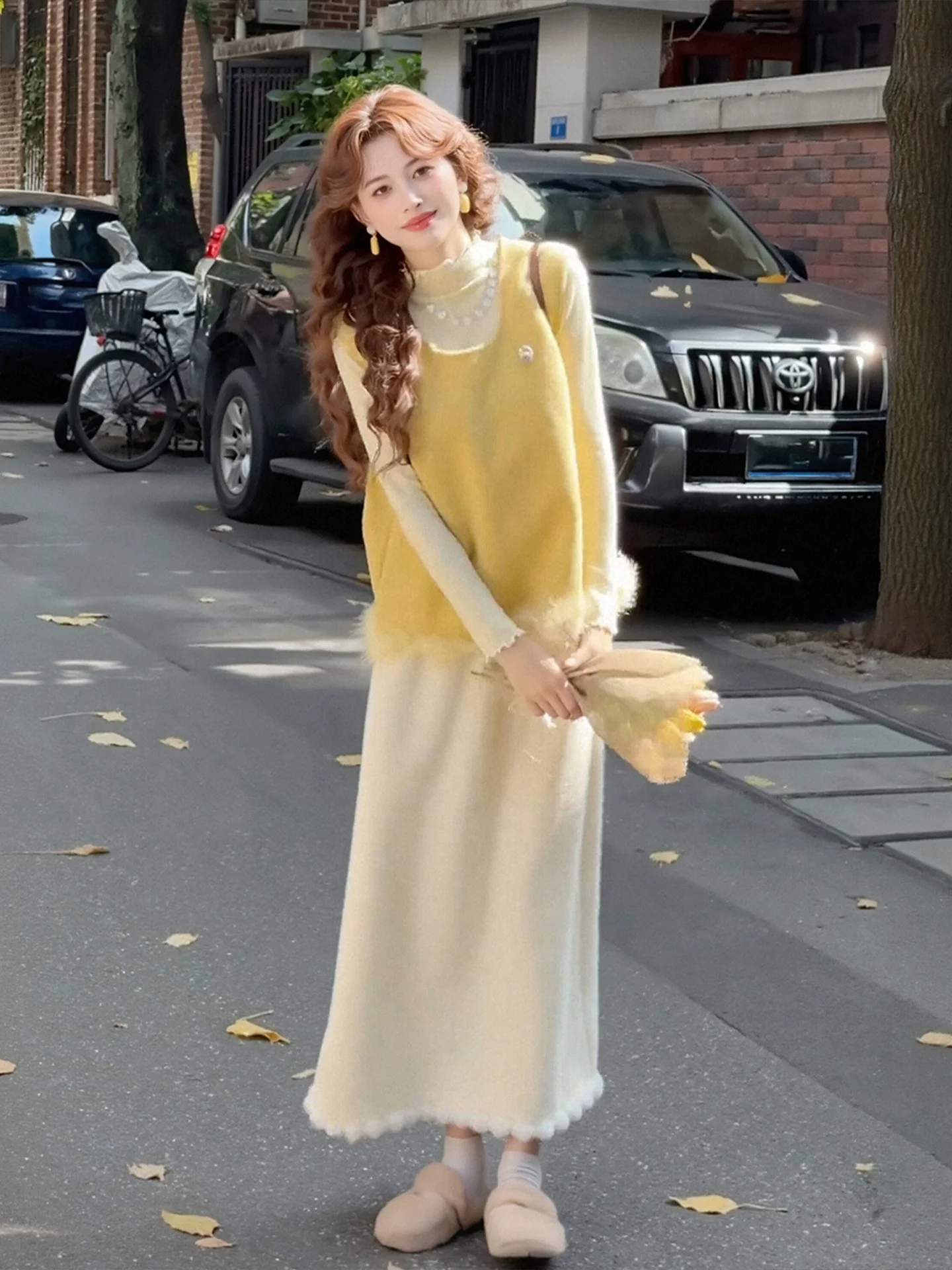 

plus Size Winter Faion Set for Women Warm Gentle Sle Base irt Vest Skirt Tee Piece Korean System plus Size Clothes