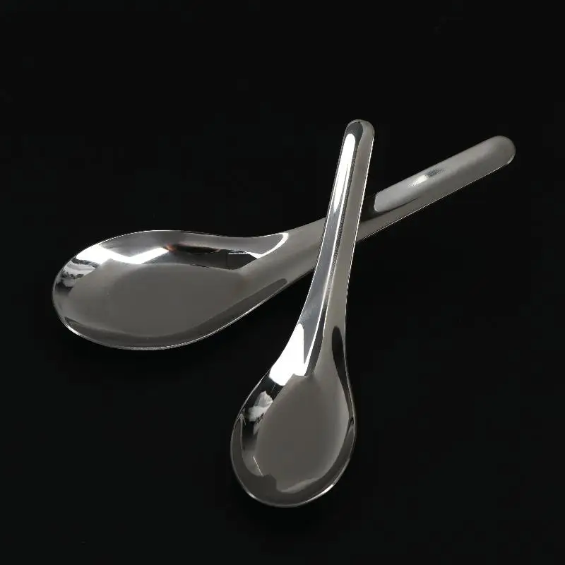 2Pcs Stainless Steel Flat Bottom Spoons Long Handle Smooth Scratch Resistant Dishwasher Safe Rice Soup Spoon Kitchen Tableware