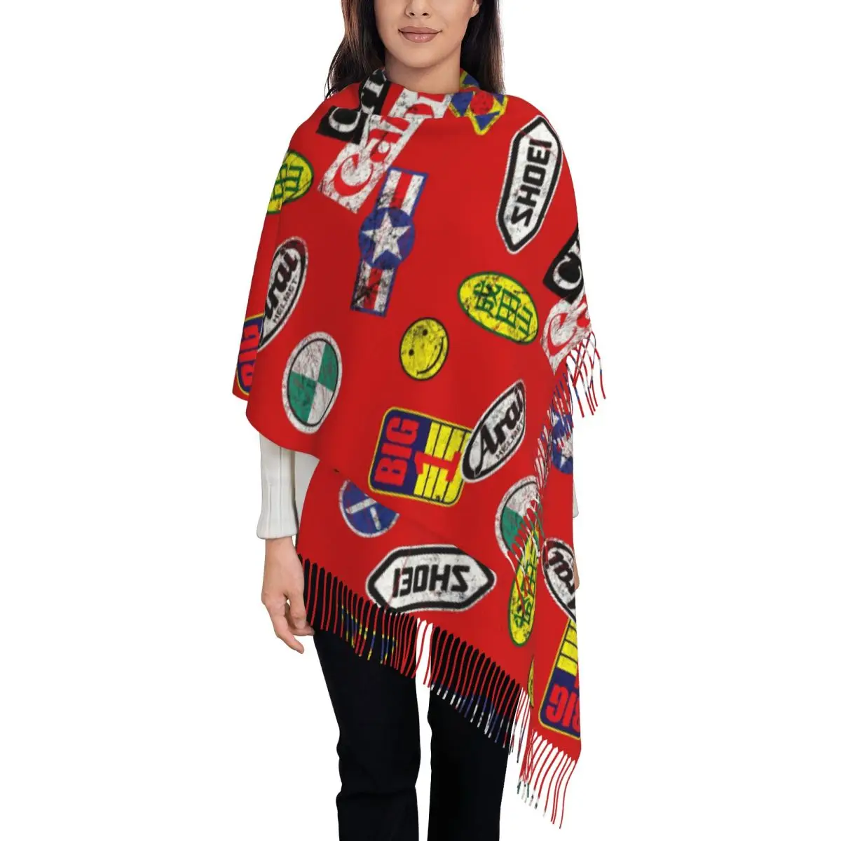 

Akira Stickers Mask Scarf Tassel Scarves Women Soft Warm Shawls and Wraps Large Fall Winter Shawl Wrap
