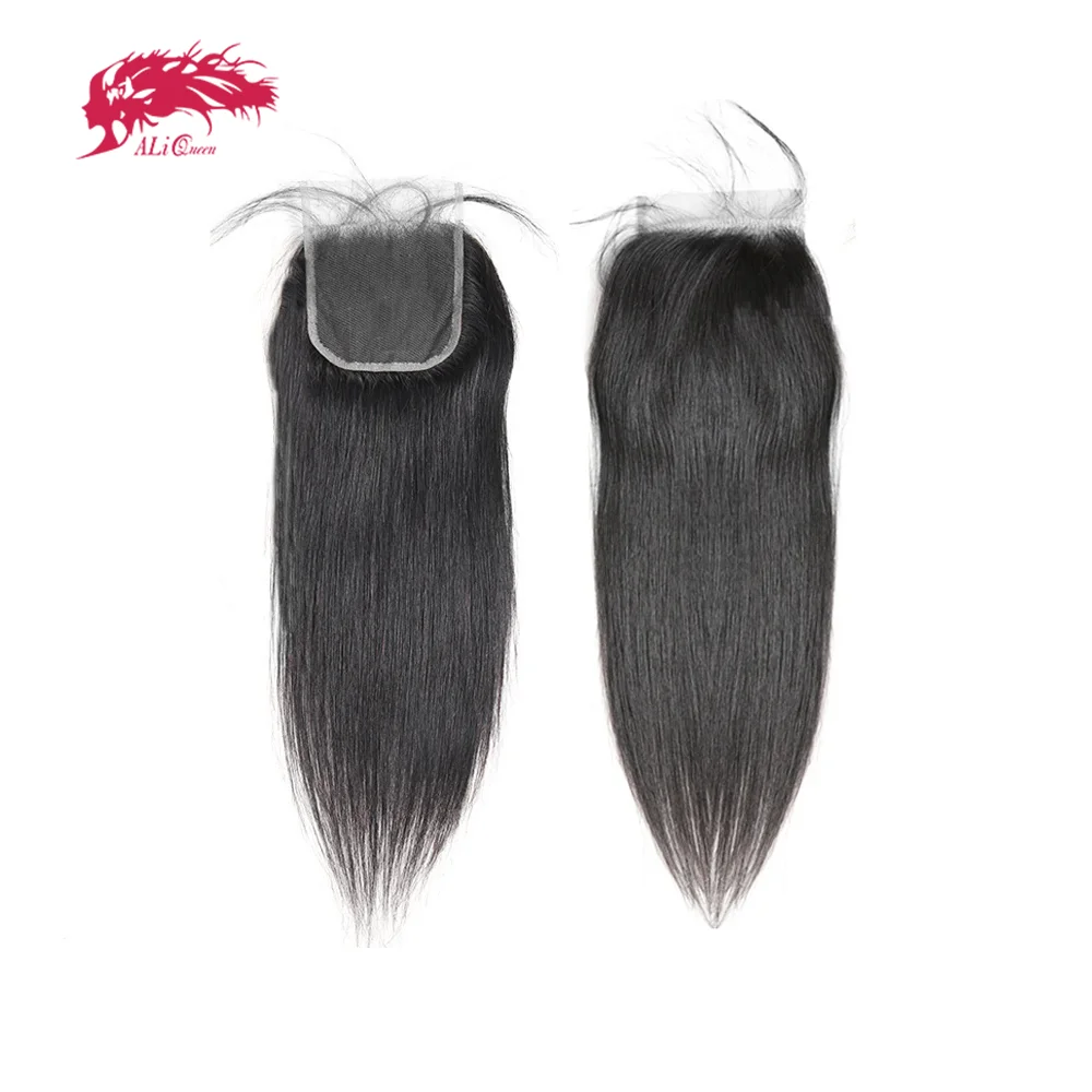 Ali Queen Hair Straight 4x4 5x5 Lace Closure Human Hair HD Lace Frontal Original Raw Hair Natural Color Free Part Pre Plucked