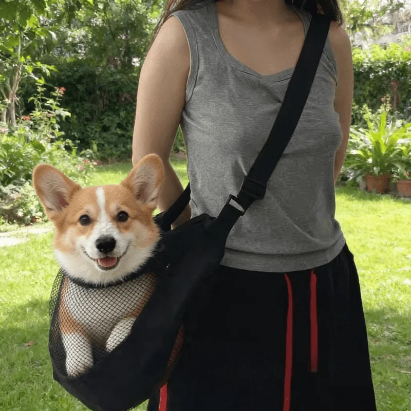 Breathable Mesh Pet Sling Carrier, Adjustable Crossbody Dog Shoulder Bag, Portable Travel Puppy Carrier for Small Dogs & Cats