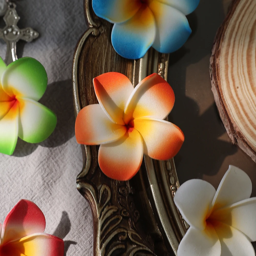 10Pcs 5cm Hawaiian Plumeria  PE Foam Artificial Flower DIY Wreath Headdress Flowers Wedding Decoration Party Supplies