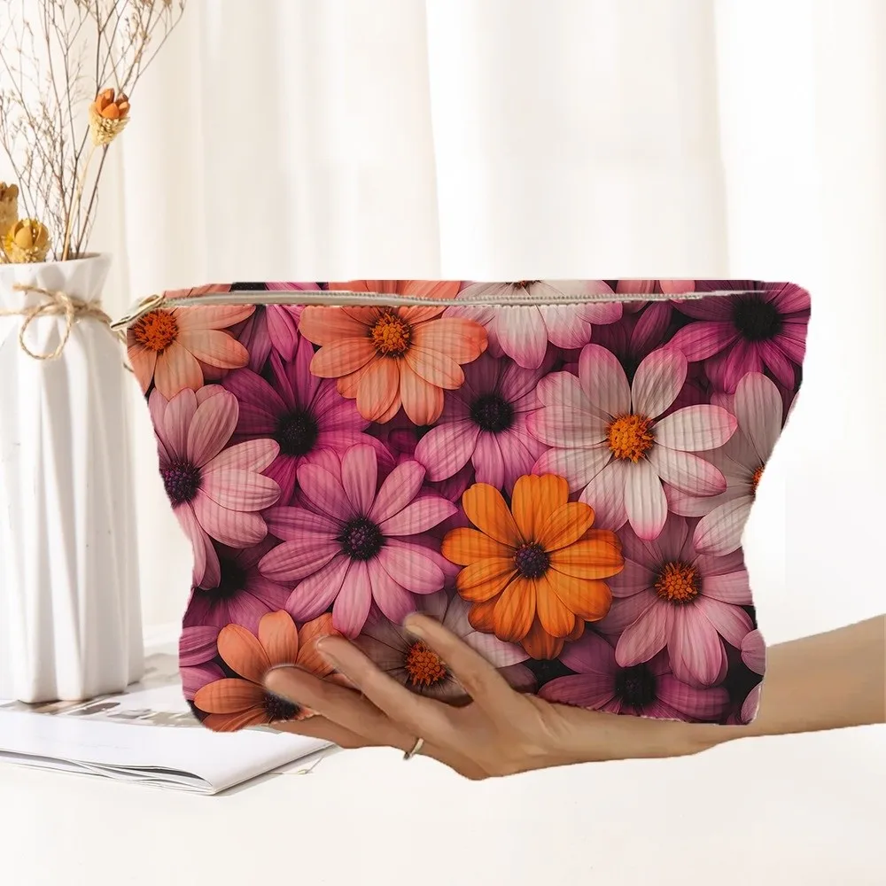 

Portable Floral Cosmetic Bag Lightweight Corduroy Storage Bag Multifunctional Large Capacity Zipper Makeup Organizer Travel