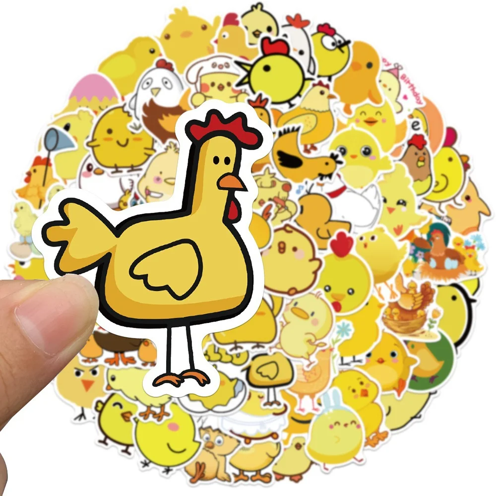 10/30/50PCS Popular Cartoon Cute Little Yellow Chicken Expression Bag Graffiti Waterproof Sticker Helmet DIY DecorationWholesale