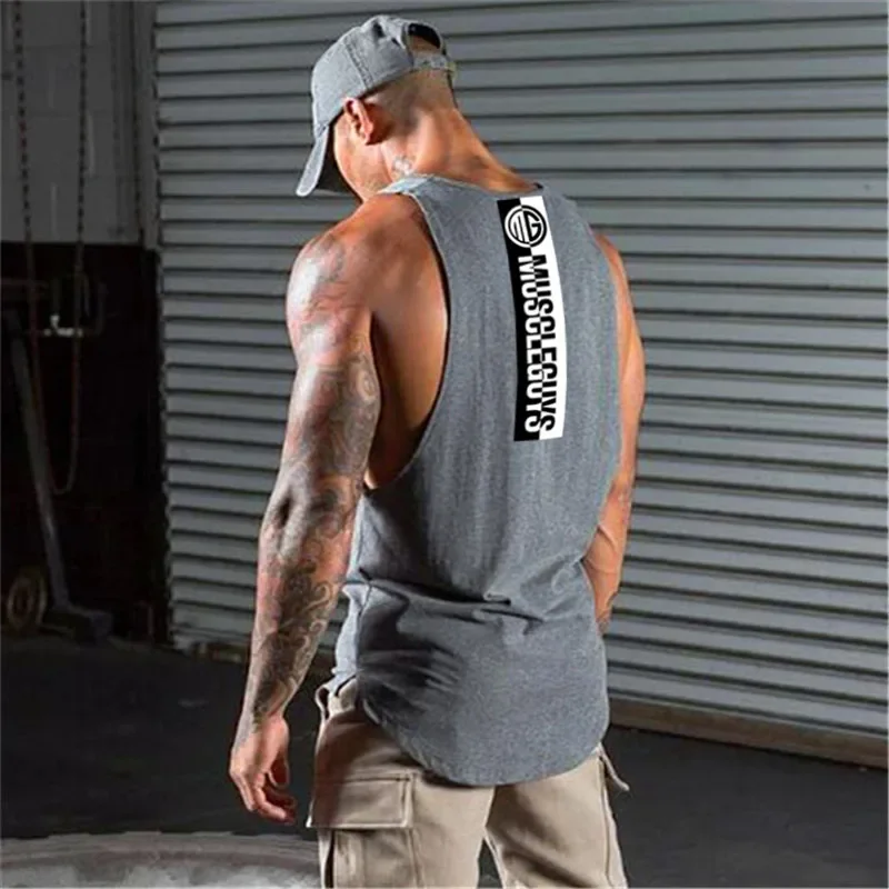 Summer Loose Breathable Sleeveless T-Shirts Cotton Undershirt New Gym Bodybuilding Sport Tank Tops Mens Fitness Muscle Singlets