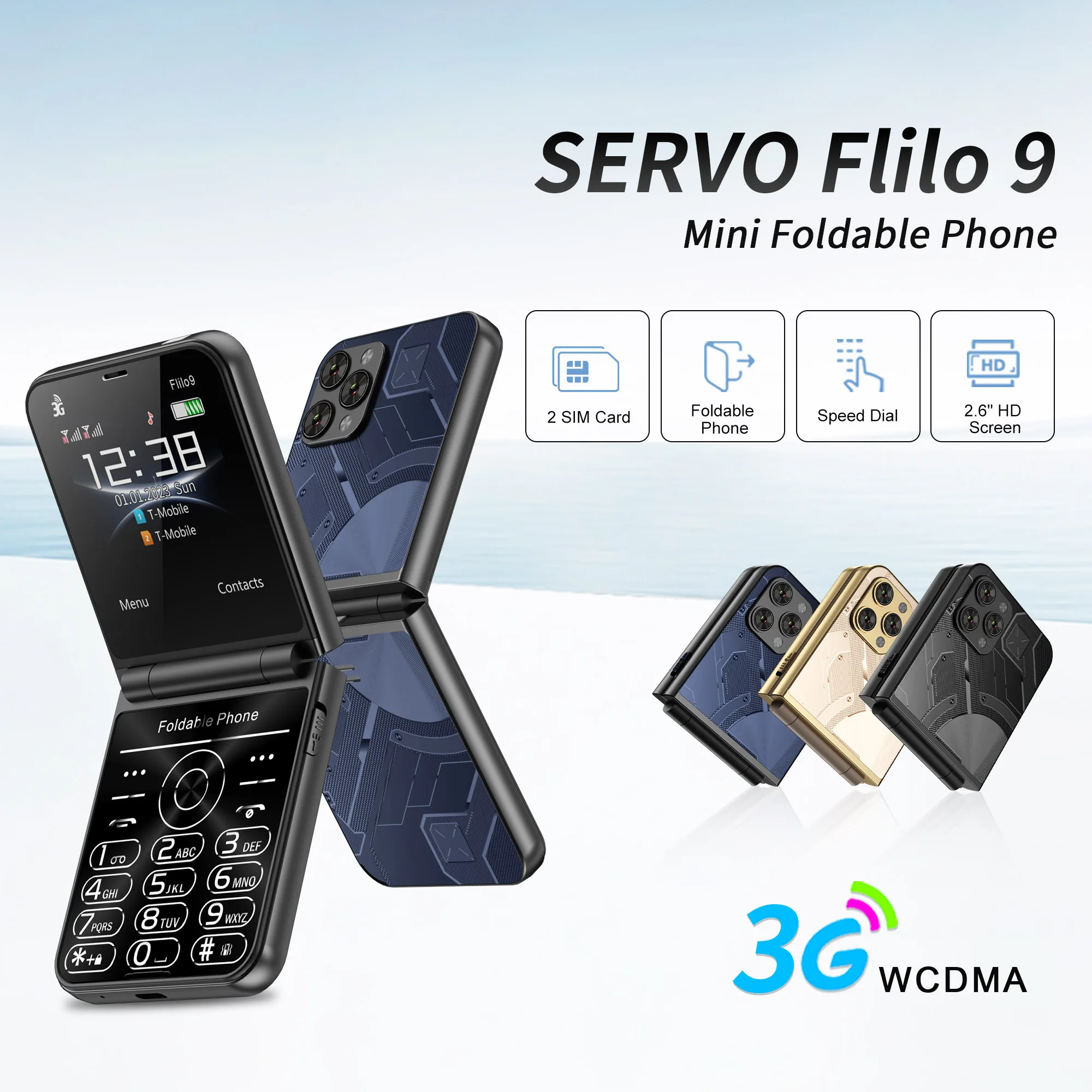 SERVO 2025 New Flip Mobile Phone FM Radio Blacklist Speed Dial Vibration WCDMA 2 SIM Cards 2.6