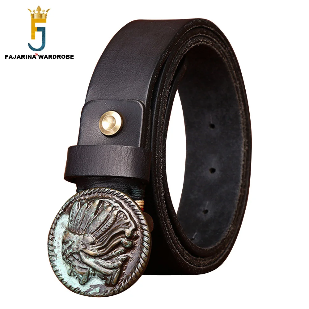 

FAJARINA Washed Retro Distressed Frosted Buckle Belt Men's Casual Style