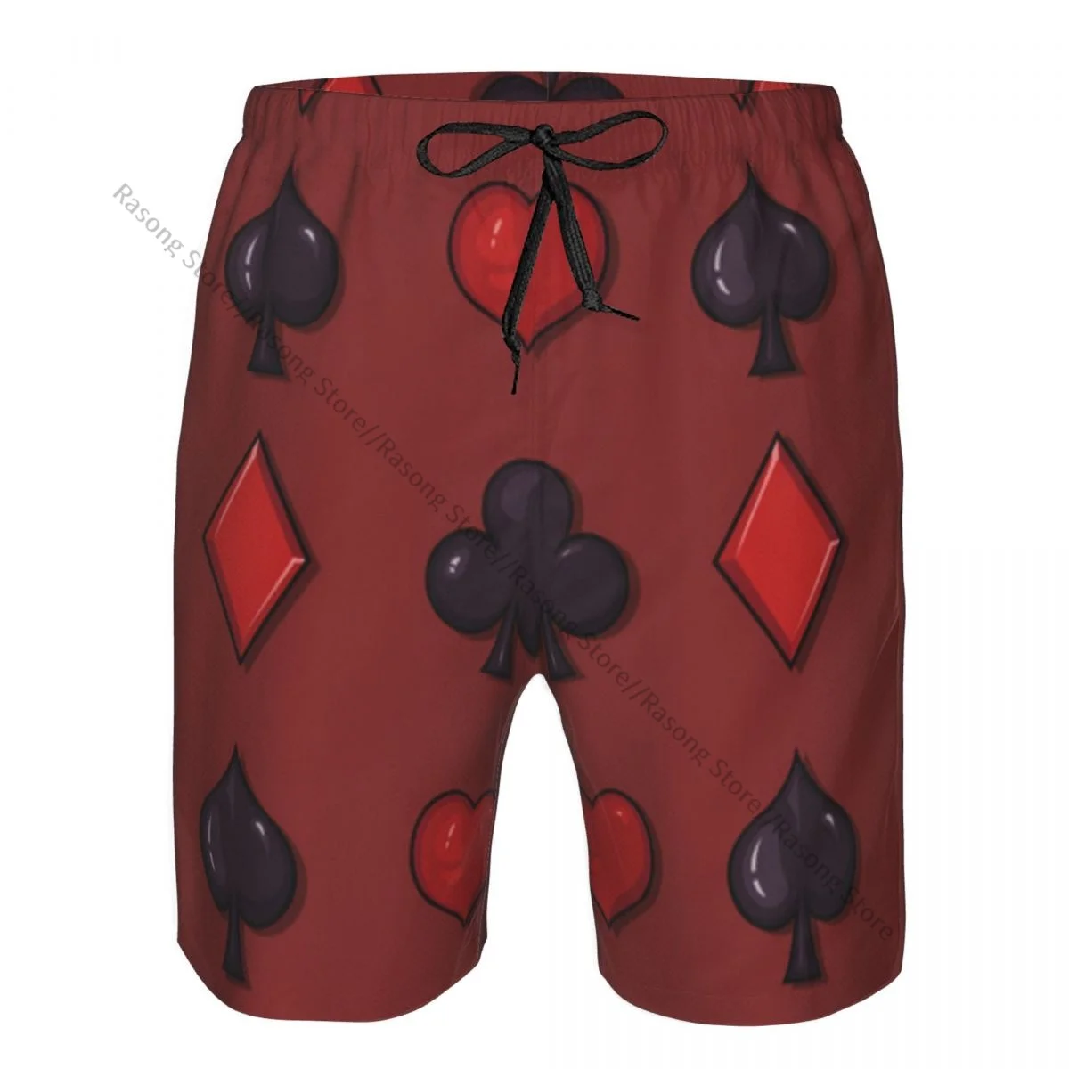 Quick Dry Swimwear Beach Board Short For Man Playing Card Suits Geometric Swimming Trunk