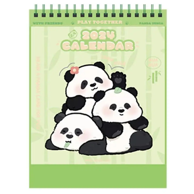 

2024 Panda Calendar Panda Desktop Calendar Decor Metal Double Thread Bound Decoration Supplies For Desks Homes Offices