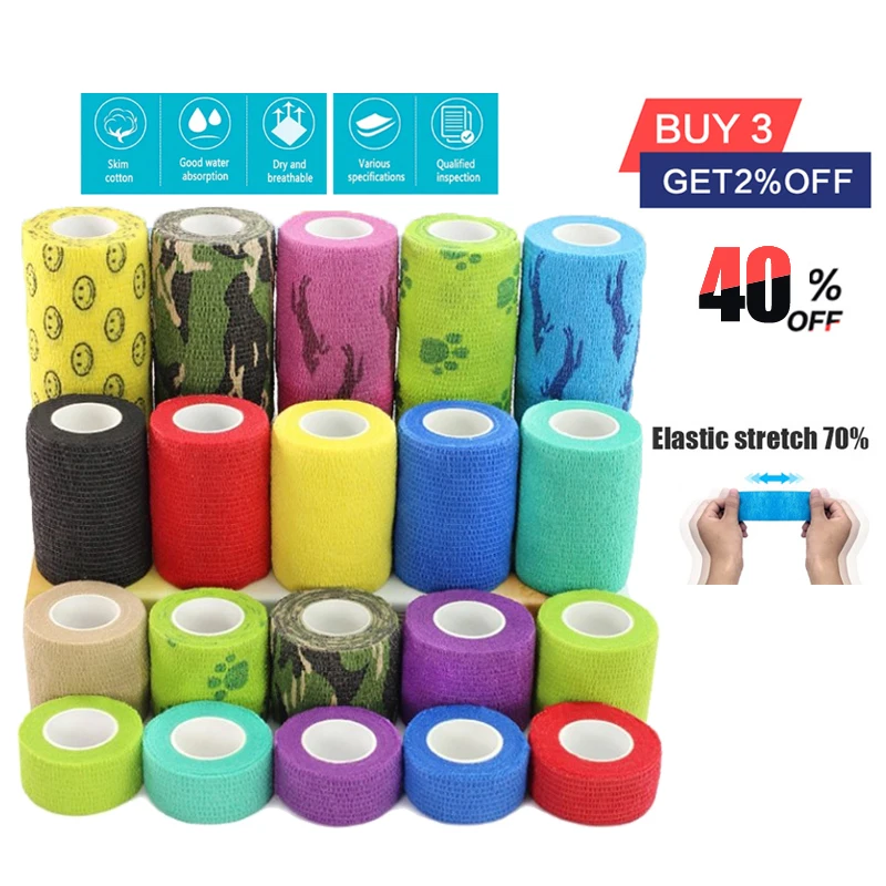 4.5M Elastic Self-Locking Bandage Adhesive Gauze Kinesiology Tape Bandage Support Boxing Sport Wrap Finger Wrist Leg Fixing Tape