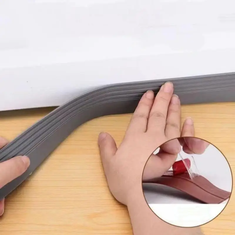 Door Bottom Seal Strip 1M Thickened Silicone Self Adhesive Soundproof Dustproof Windproof for Home Office Door Gaps
