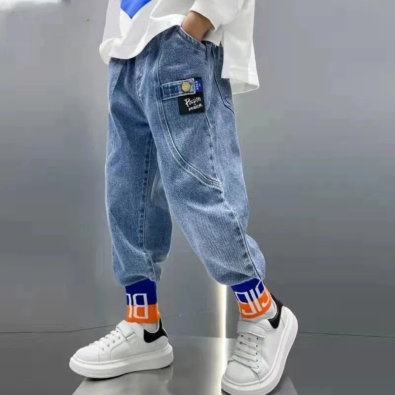 

110-160cm Boys' jeans Spring and Autumn new style children's fashionable loose pants