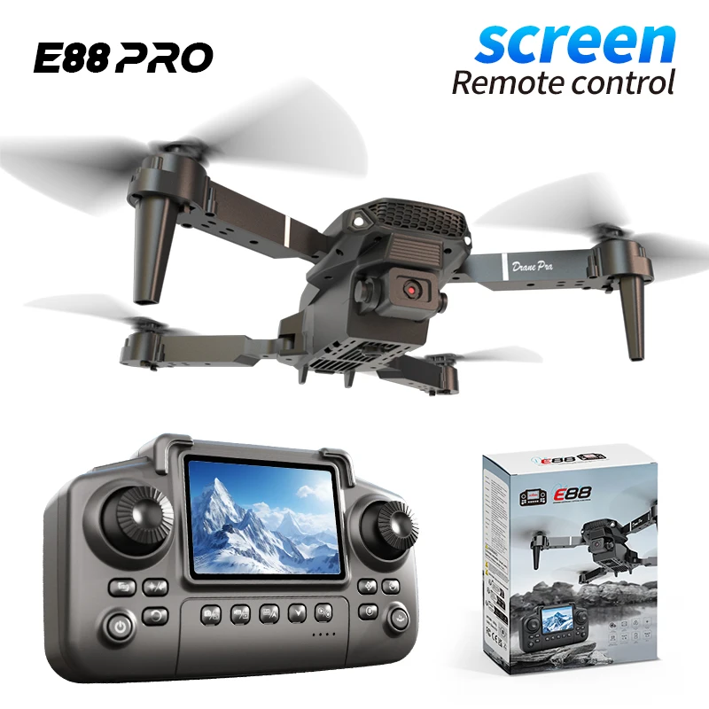 

E88 Pro Upgraded Drone with Screen 4K Dual-Camera HD Aerial Photography Dron Foldable Quadcopter RC Toy for Kids Boys Gifts