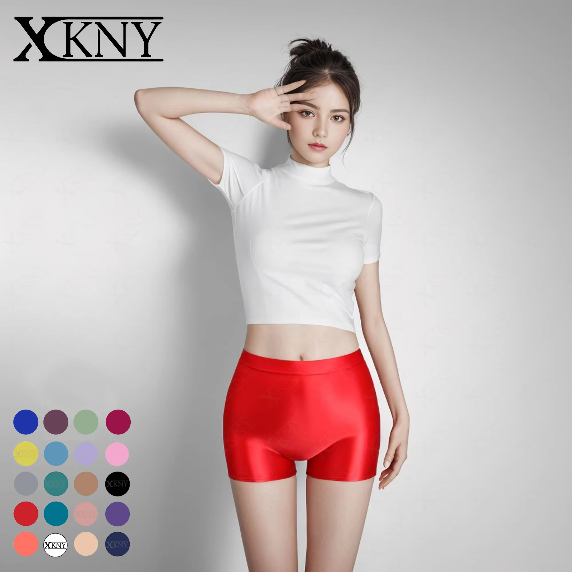 

XCKNY Glossiness Series шорты непрозрачные сексуальные шелковистые глянцевые шорты с высокой талией шорты для бега для плавания и отдыха глянцевые леггинсы