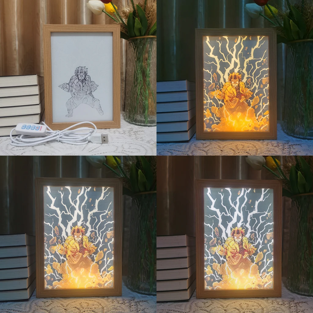 Imagem -06 - Lâmpada Led Photo Frame Anime Honkai Star Trilho Genshin Impact Art Design de Pintura Luz Noturna Ataque Titan Home Decor Kids Room Gift