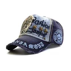 Vintage Washable Cowboy Baseball Cap Embroidery Snapback Hat for Men Women Worn Out Hip Hop Caps Adjustable Solid Cotton Sun Hat