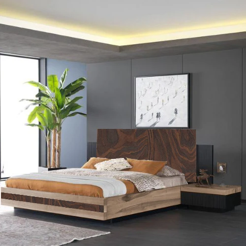 &！Modern Panel Queen Family Comforter Set High Quality Wooden Bed