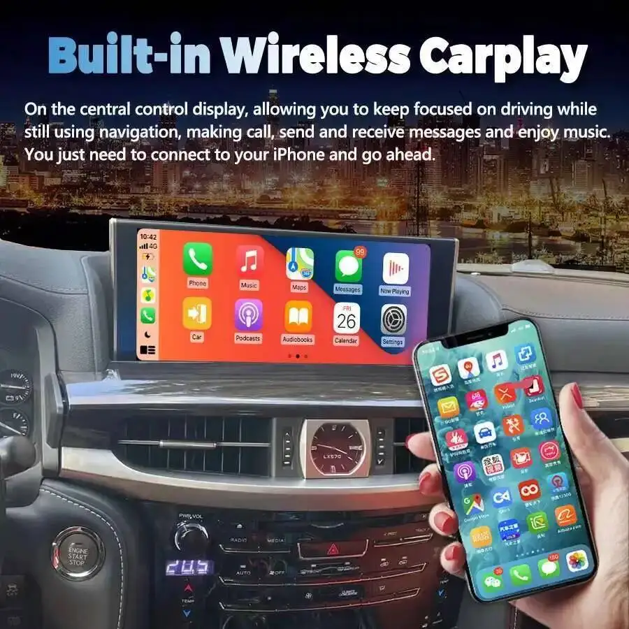 For Lexus LX570 2015-2022 12.3Inch Android Auto Stereo Car GPS Multimedia Video Player Carplay Navigation 4G WiFi Bluetooth DSP