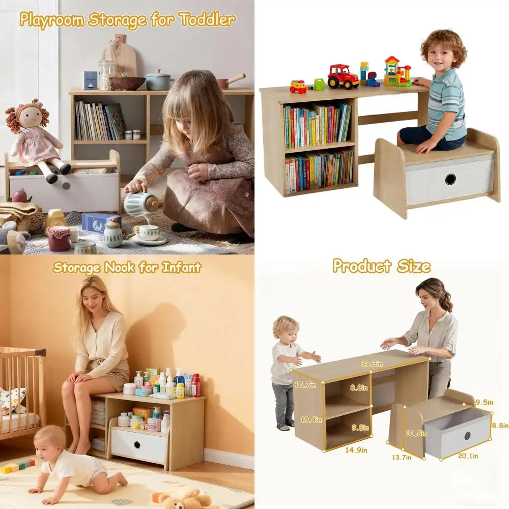 

Montessori-Inspired Kids Storage: Bench, Reading Nook, Fabric Drawers for Playrooms & Nurseries