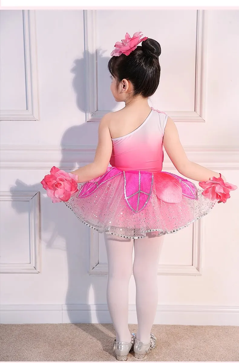 

Children's performance costumes, girls' fluffy skirts, dance costumes, princess costumes, peach blossoms blooming dress
