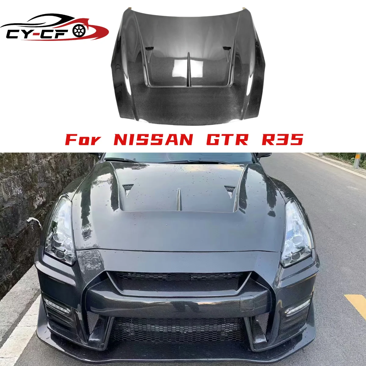 

High quality LB Style V2 semi carbon fiber car hood for Nissan GTR35 R35 carbon fiber car hood